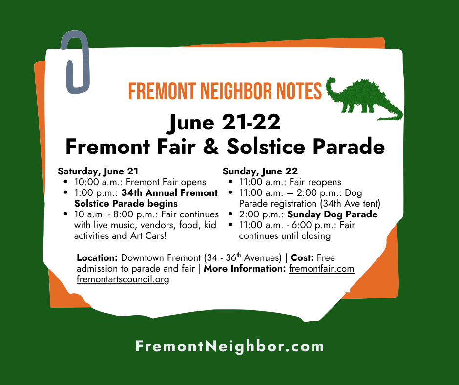 Fremont Neighbor Notes: Fremont Fair and Solstice Parade