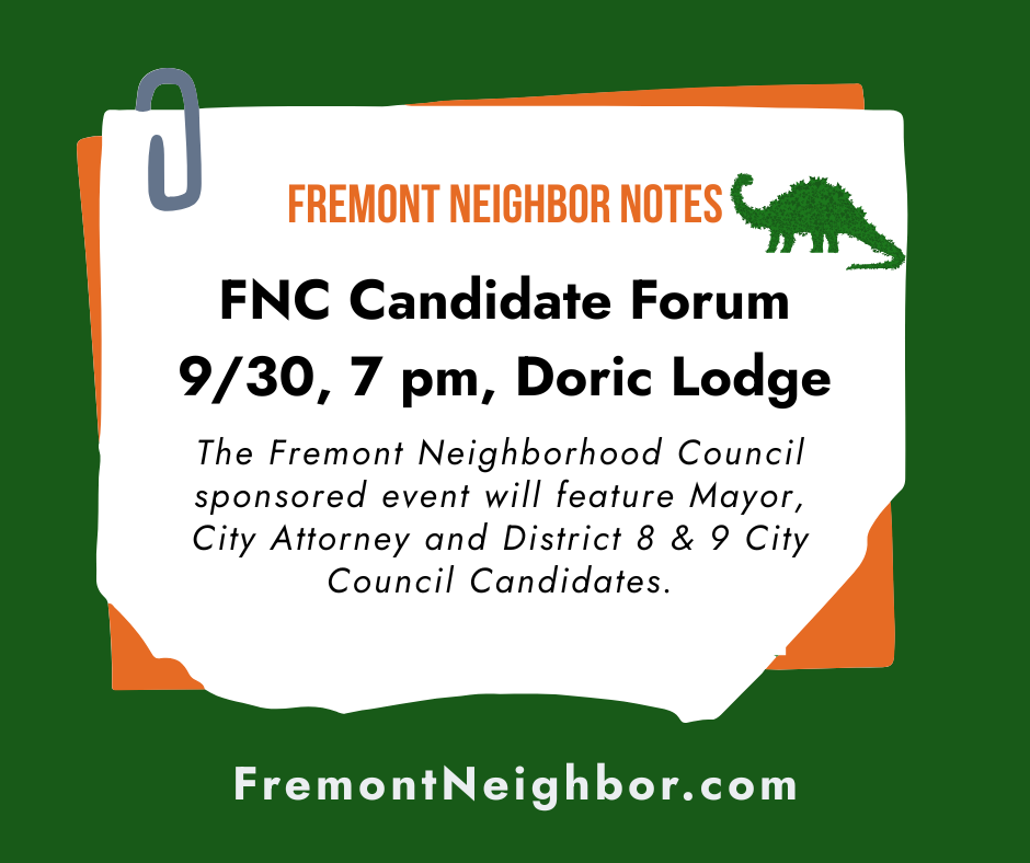 Fremont Neighbor Notes for September 26