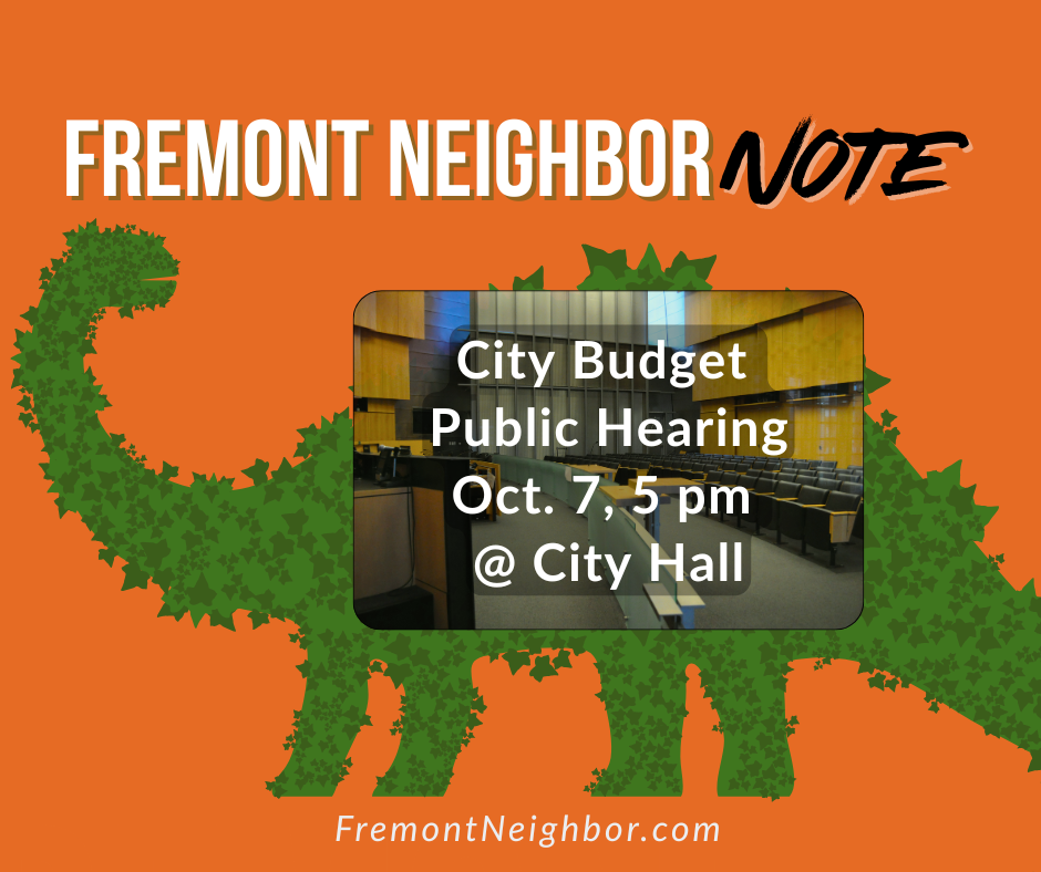 Fremont Neighbor Note for October 3