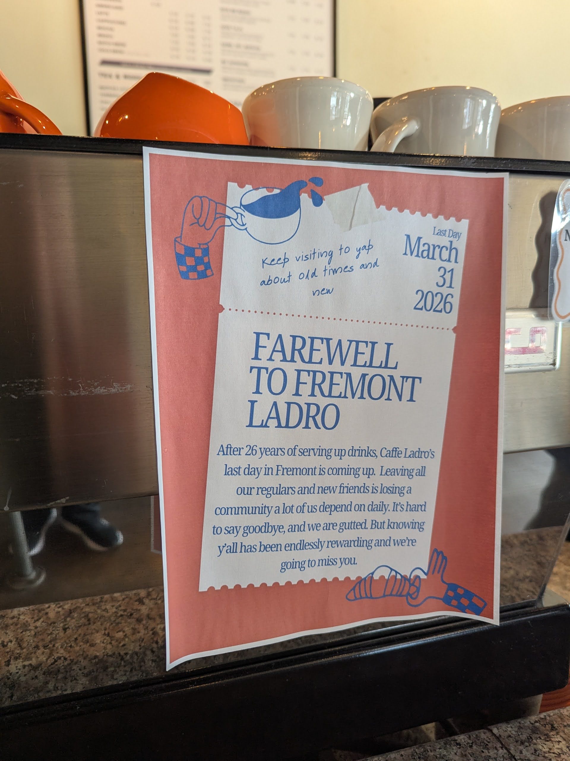 A quiet last day at Caffe Ladro