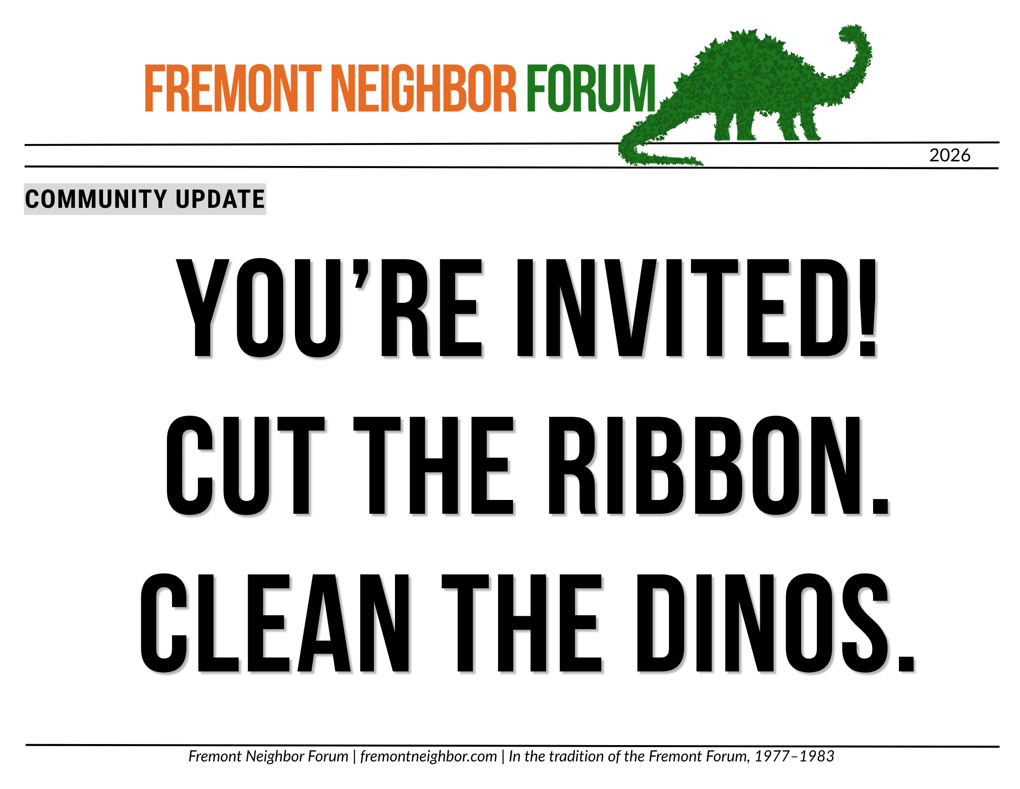 You’re invited: Fremont Neighbor ribbon cutting and service project